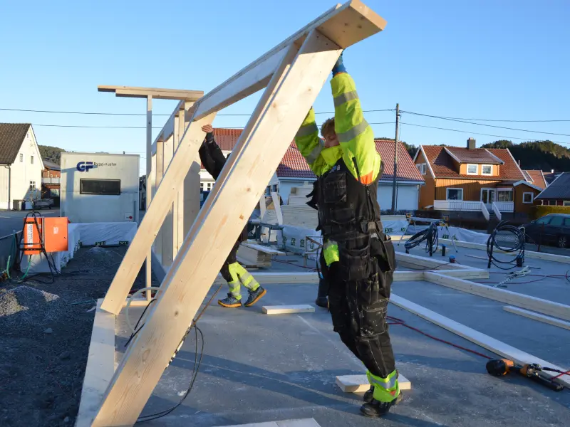 Nybygg enebolig — vegger reist